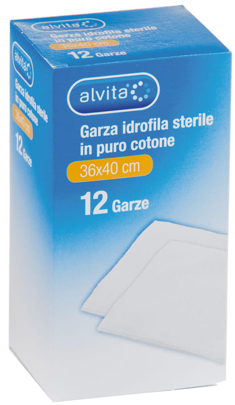 Garza idrofila sterile Alvita 36x40cm, 12 compresse