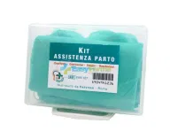 KIT ASSISTENZA AL PARTO ABBIGLIAMENTO PROTETTIVO CON CAMICE + MASCHERINA CHIRURGICA + CUFFIA MONOUSO + COPRISCARPE