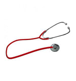 FONENDOSCOPIO PER ADULTO IN ALLUMINIO TESTA PIATTA DIAMETRO 47 MM SINGOLO TUBO LUNGHEZZA 60 CM COLORE ROSSO