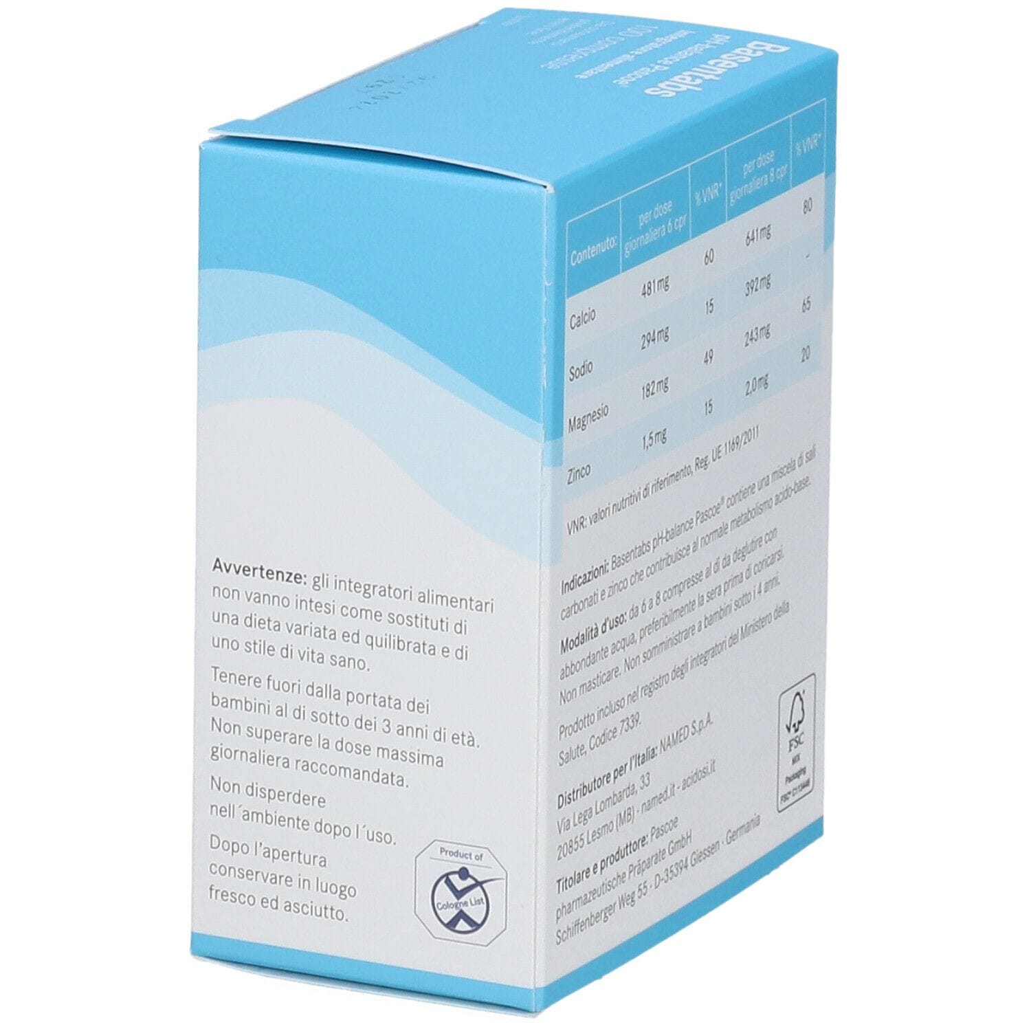 Integratore Basentabs Pascoe sali alcalini, 100 compresse