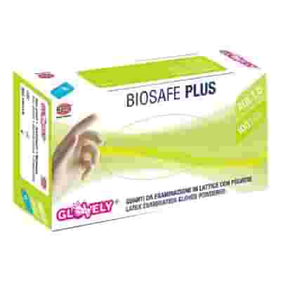 GUANTO IN LATTICE CON POLVERE AMBIDESTRO FORMA ANATOMICA SUPERFICIE LISCIA POLSINO ELASTICO RINFORZATO ANTIARROTOLAMENTO BIOSAFE PLUS BIANCO MISURA LARGE 100 PEZZI