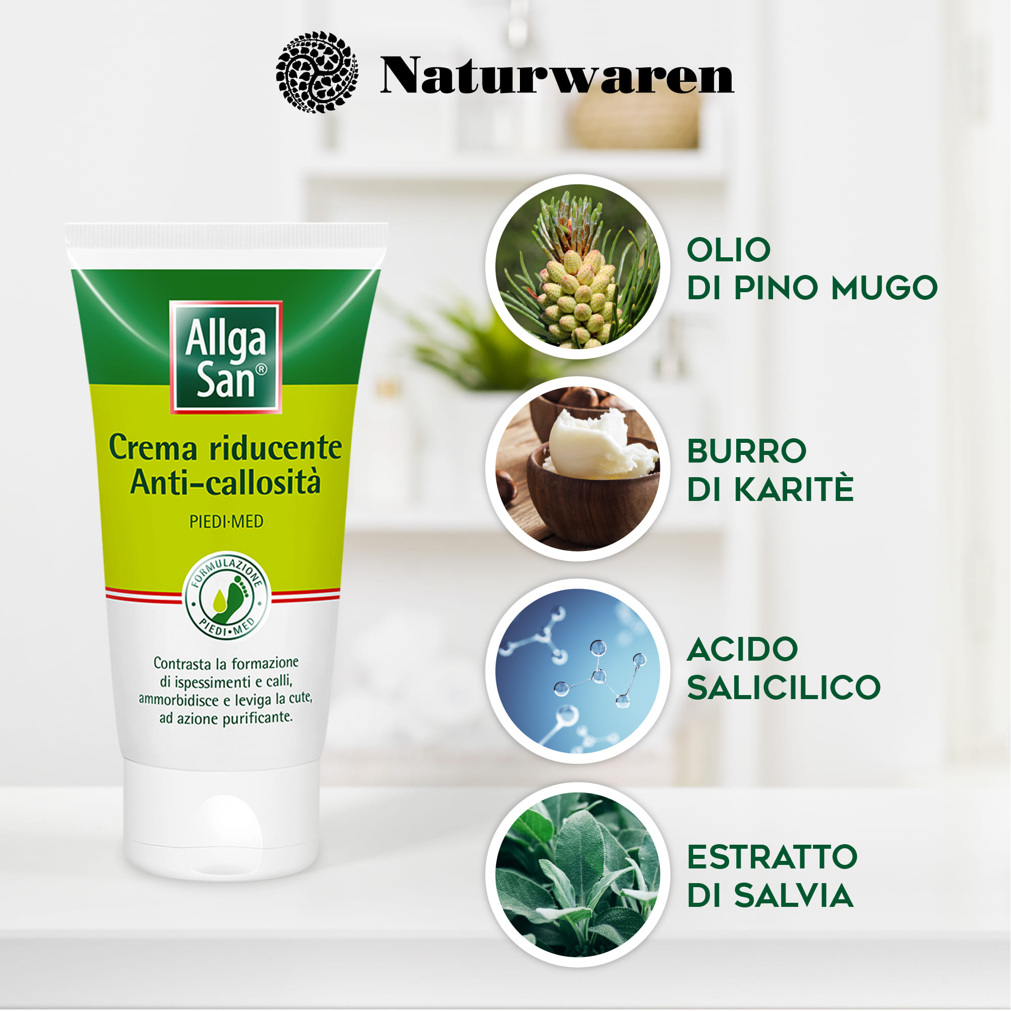 Crema Allgasan Anticallosità per calli e talloni, 75ml