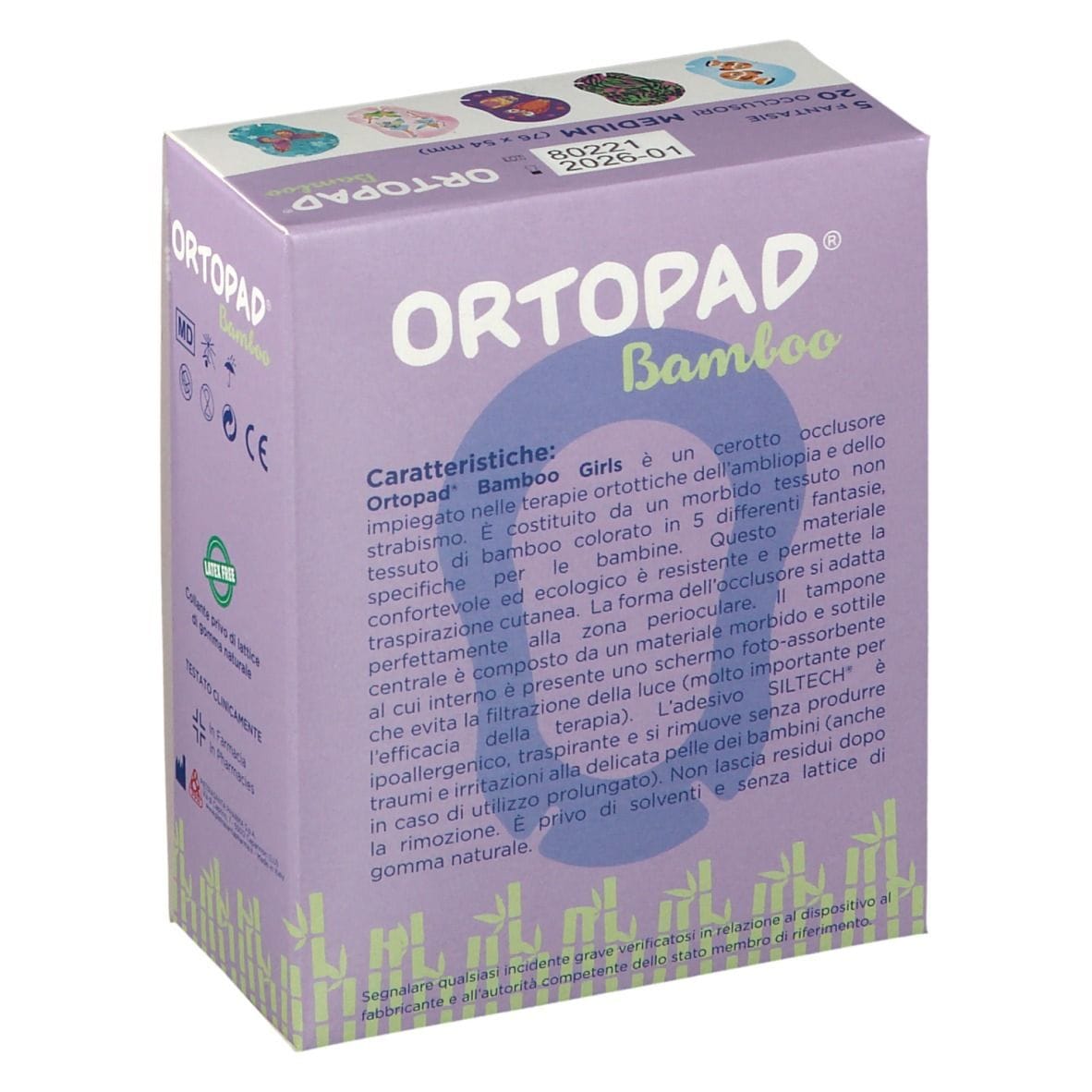 CEROTTO OCULARE PER ORTOTTICA ORTOPAD GIRLS M 5,4X7,6 20 PEZZI