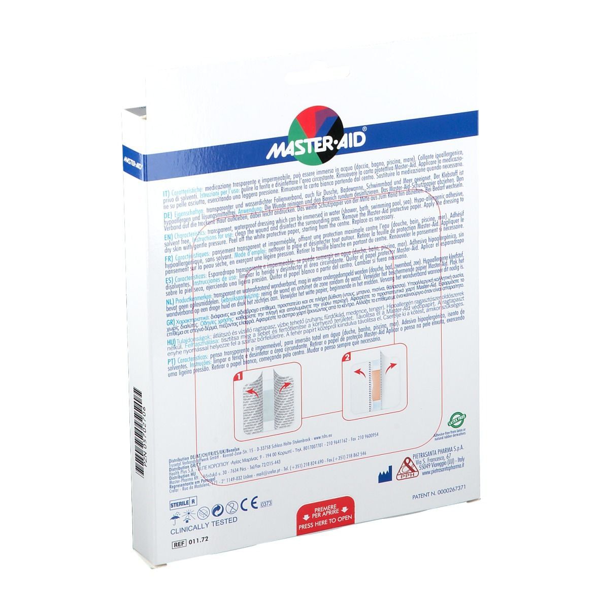 MEDICAZIONE ADESIVA IMPERMEABILE TRASPARENTE MASTER-AID CUTIFLEXMED 12,5X12,5 CM 5 PEZZI