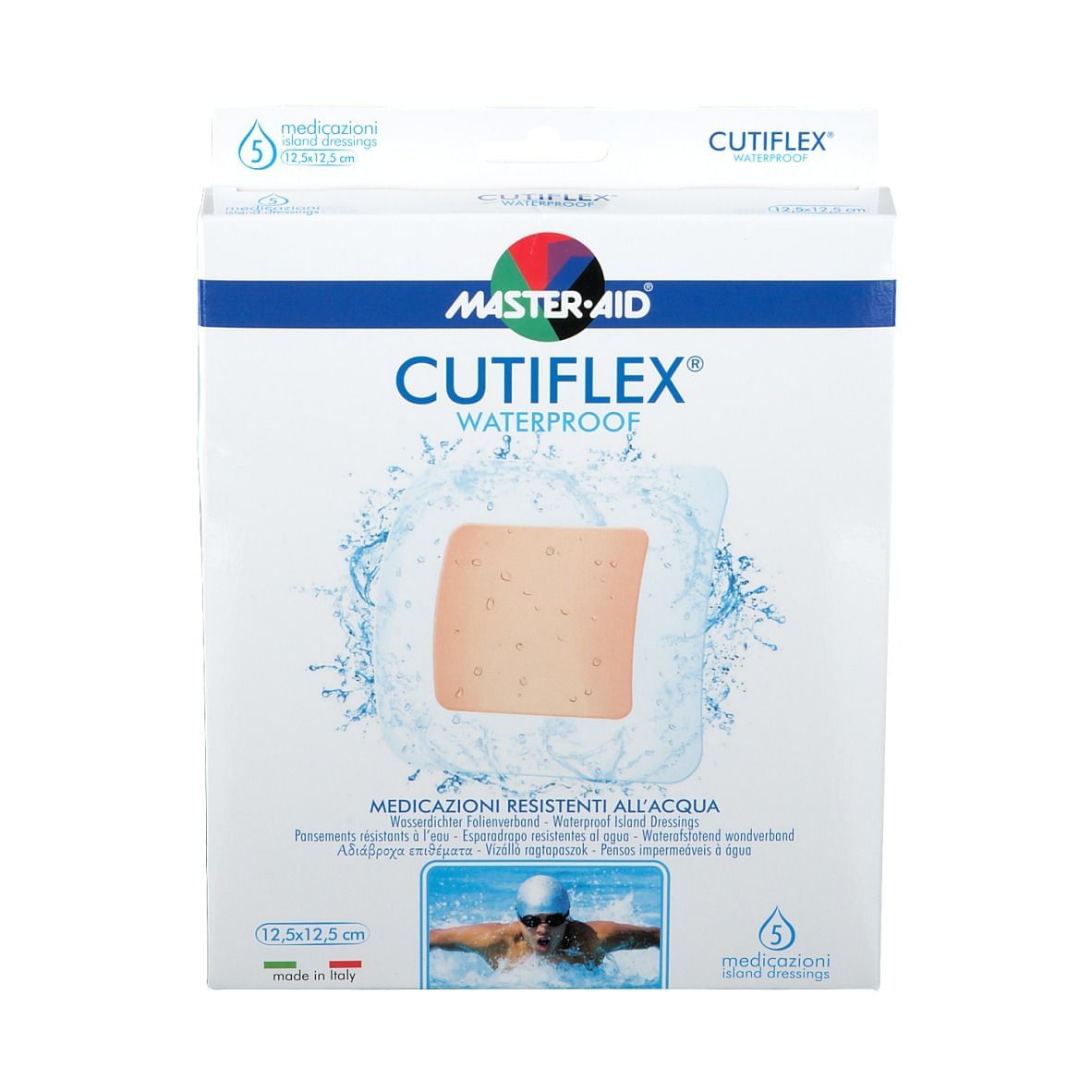 MEDICAZIONE ADESIVA IMPERMEABILE TRASPARENTE MASTER-AID CUTIFLEXMED 12,5X12,5 CM 5 PEZZI