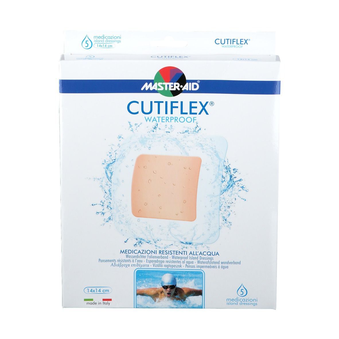 MEDICAZIONE ADESIVA IMPERMEABILE TRASPARENTE MASTER-AID CUTIFLEXMED 14X14 CM 5 PEZZI