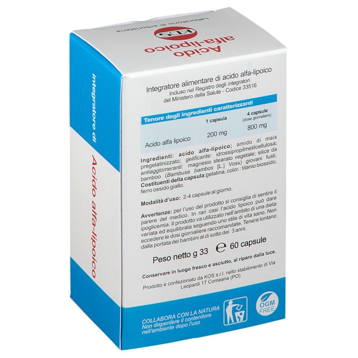 KOS ACIDO ALFA LIPOICO 60 CAPSULE