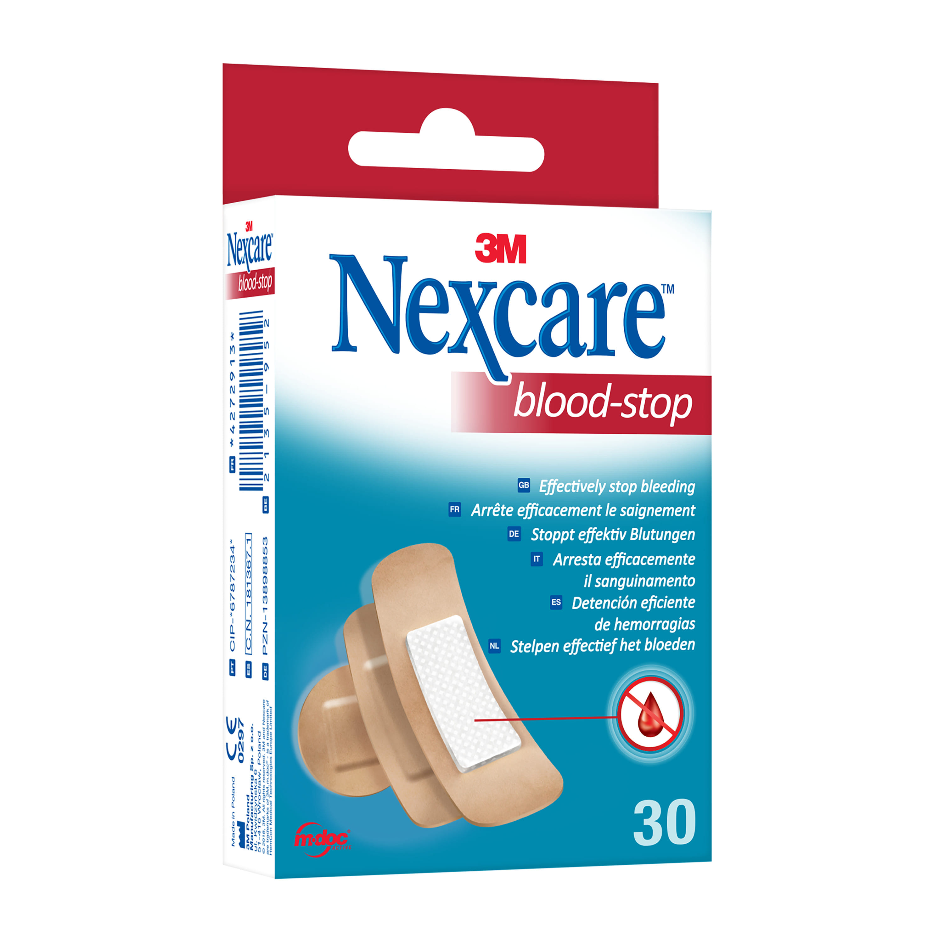 Cerotti emostatici Nexcare Blood Stop, 30 pezzi 3 formati
