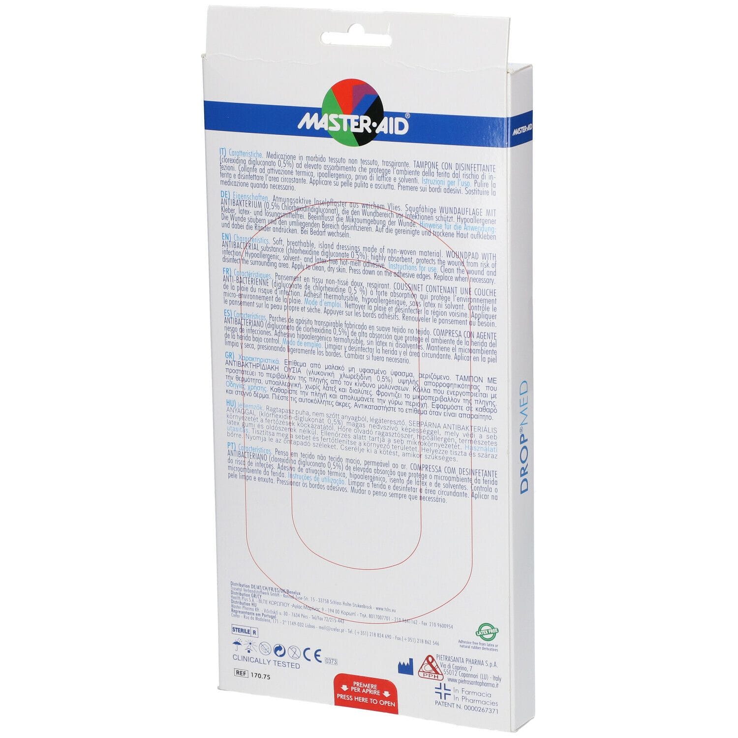 MEDICAZIONE COMPRESSA AUTOADESIVA DERMOATTIVA IPOALLERGENICA AERATA MASTER-AID DROP MED 10,5X18 5 PEZZI