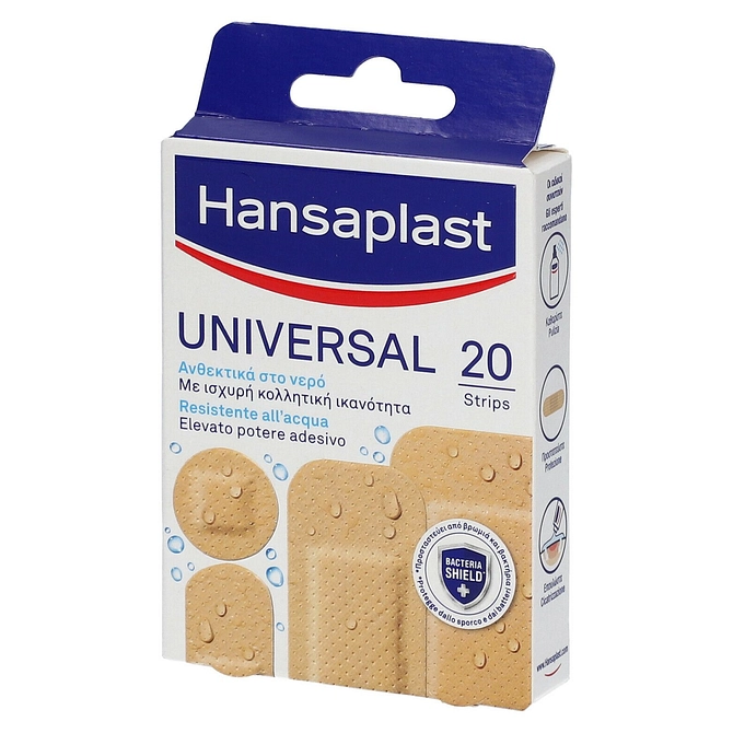 Cerotto Hansaplast Universal Resistente All'acqua 4 Forme Assortite 20 Pezzi