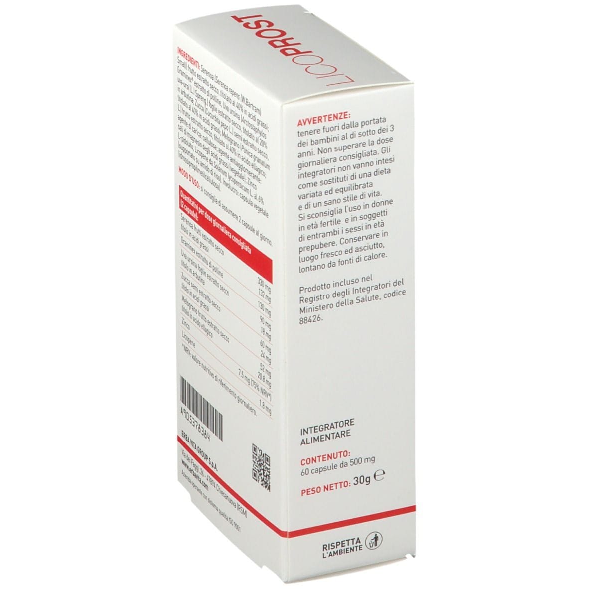 Integratore Licoprost per la prostata, 60 capsule 500mg