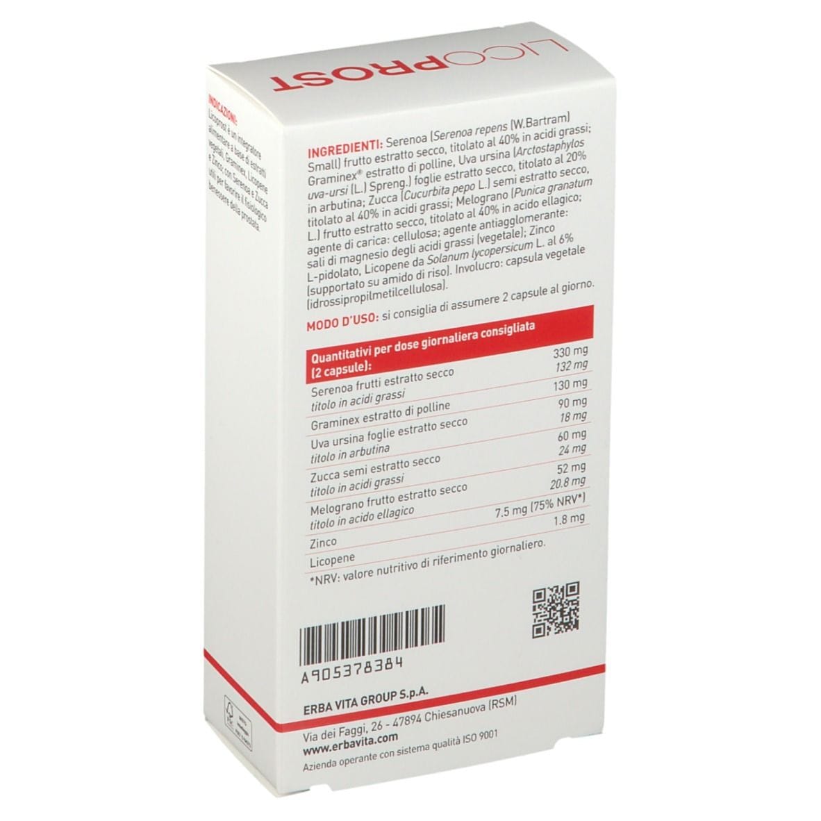 Integratore Licoprost per la prostata, 60 capsule 500mg