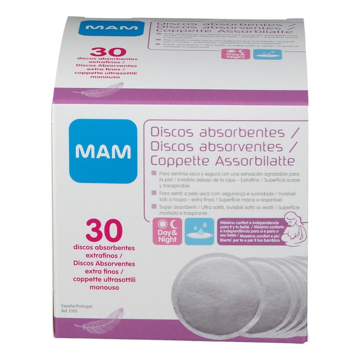 Coppette assorbilatte MAM ultrasottili, 30 pezzi