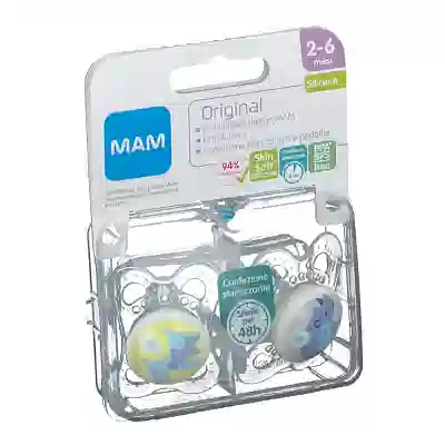 MAM ORIGINAL SUCCHIETTO 2-6 MESI SILICONE CONFEZIONE DOPPIA