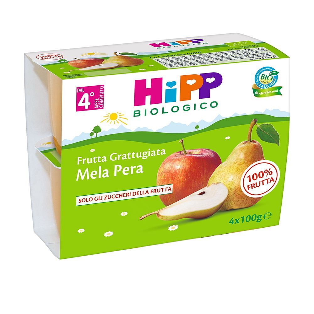 Hipp Bio Frutta Grattuggiata Mela Pera 4 X100 G