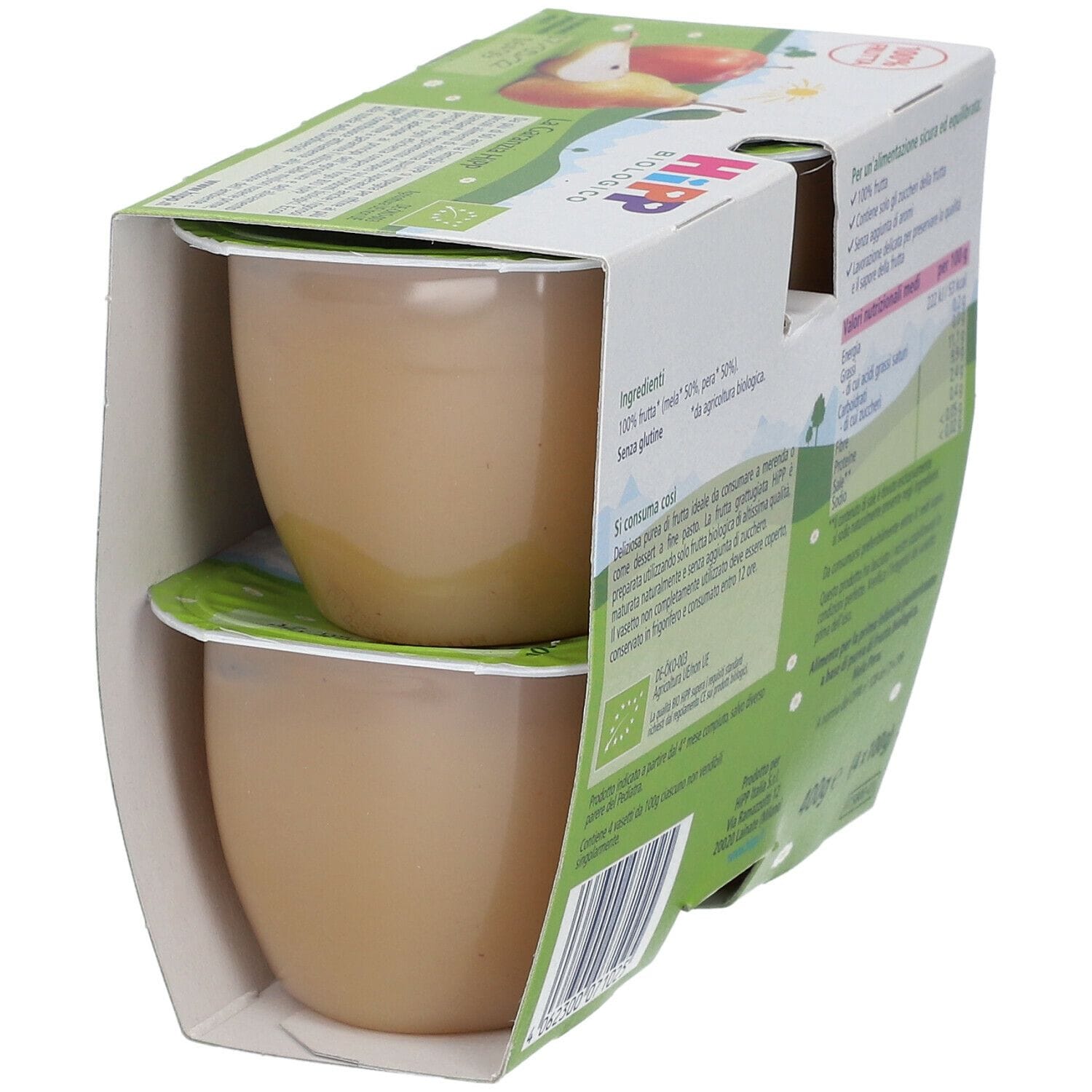 Dessert biologico HiPP Mela e Pera per bambini, 4x100g