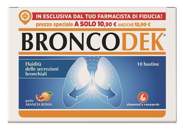 Integratore Broncodek per le vie respiratorie, 10 bustine