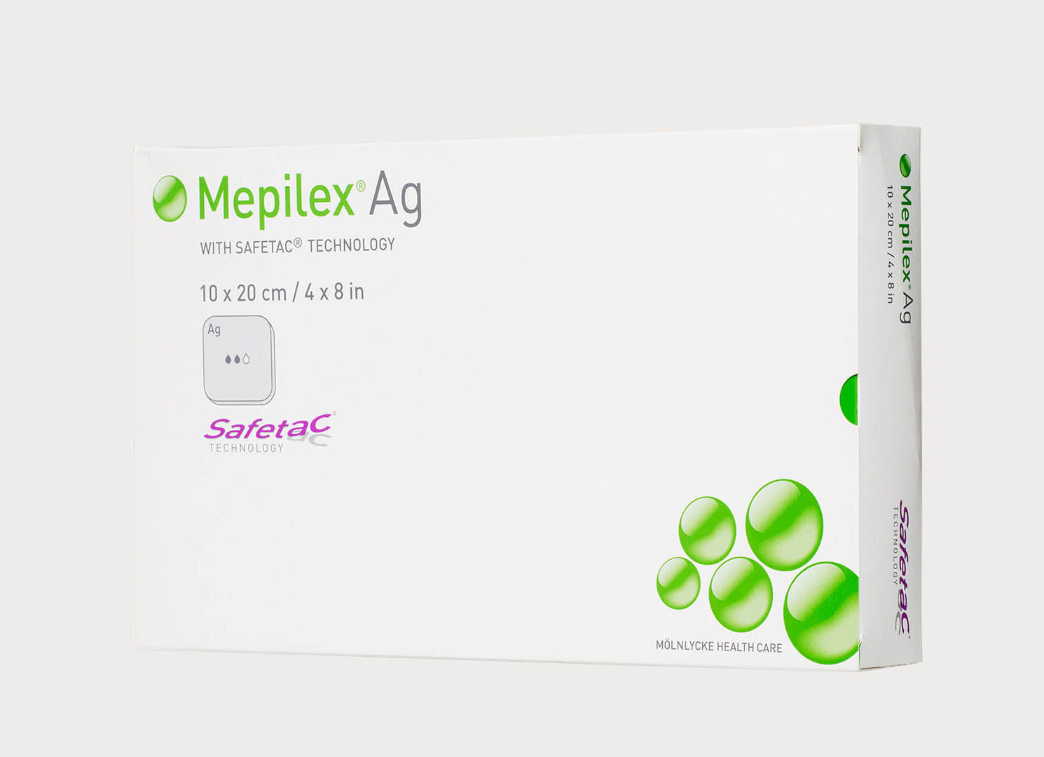 Schiuma Di Poliuretano Antimicrobica Con Argento Con Strato Di Contatto In Silicone Morbido Mepilex Ag 10 X10 Cm 5 Pezzi