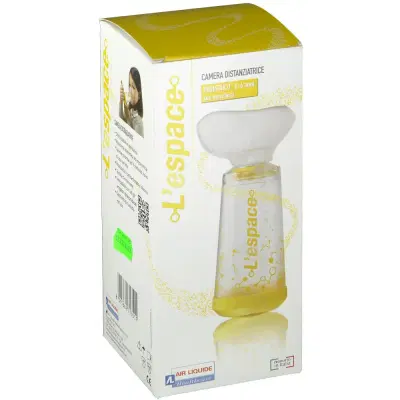CAMERA DISTANZIATRICE PER EROGATORI SPRAY PREDOSATI L'ESPACE 220ML PEDIATRICO SPAZIO MORTO 49ML CON MASCHERA VALVOLA INSPIRAZIONE 2 VALVOLE ESPIRAZIONE CODICE COLORE GIALLO CAMERA DISTANZIATRICE PER EROGATORI SPRAY PREDOSATI L'ESPACE 220ML PEDIATRICO SPAZIO MORTO 49ML CON MASCHERA VALVOLA INSPIRAZIONE 2 VALVOLE ESPIRAZIONE CODICE COLORE GIALLO
