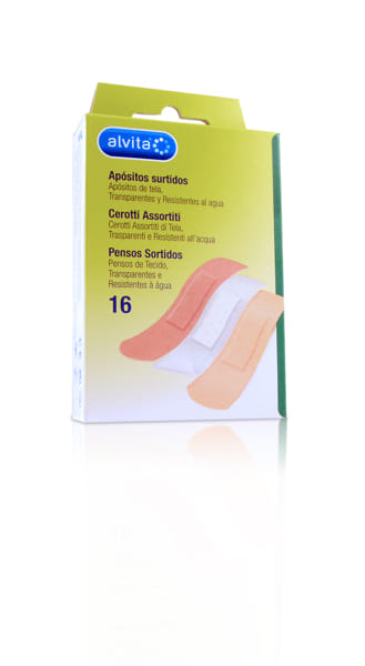 Cerotti assortiti Alvita ipoallergenici, kit da 16 pezzi