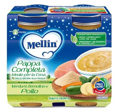 MELLIN BABY CENA COMPLETA POLLO VERDURE 2 PEZZI 200 G MELLIN BABY CENA COMPLETA POLLO VERDURE 2 PEZZI 200 G