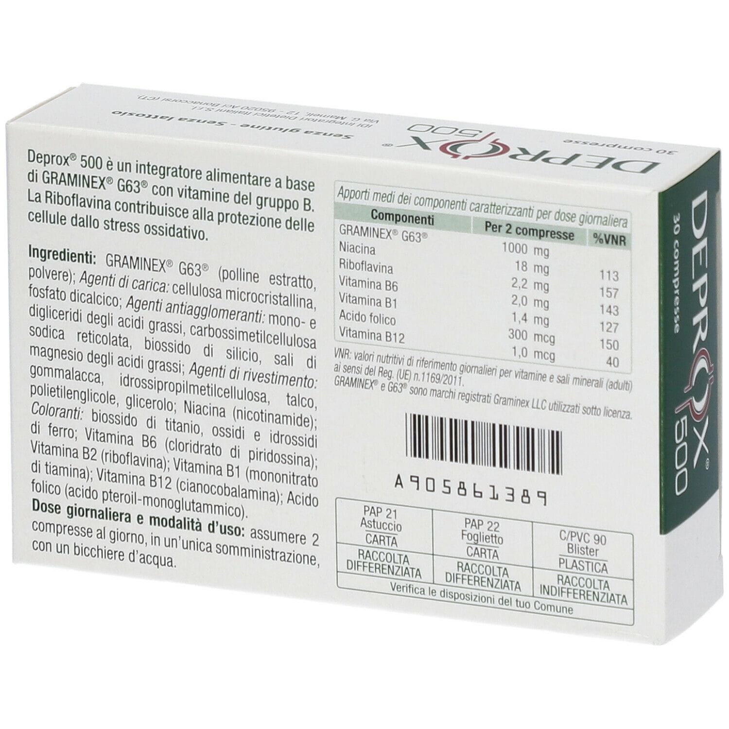 Integratore Deprox 500 per il benessere prostatico, 30 compresse