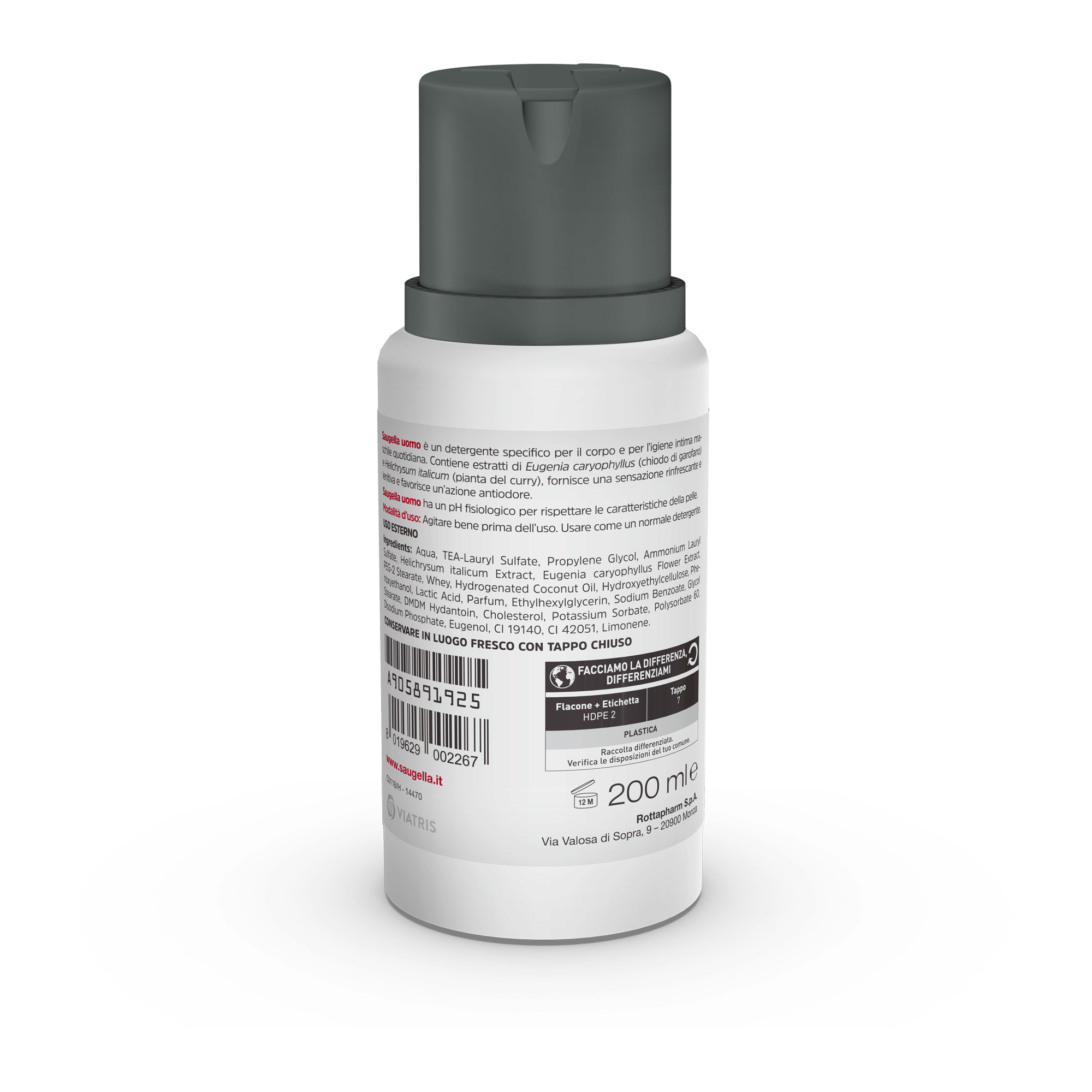 SAUGELLA UOMO PH FISIOLOGICO DETERGENTE MASCHILE 200 ML