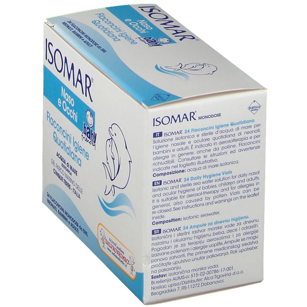 ISOMAR SOLUZIONE ISOTONICA ACQUA MARE IGIENE QUOTIDIANA 24 FLACONCINI MONODOSE 5 ML