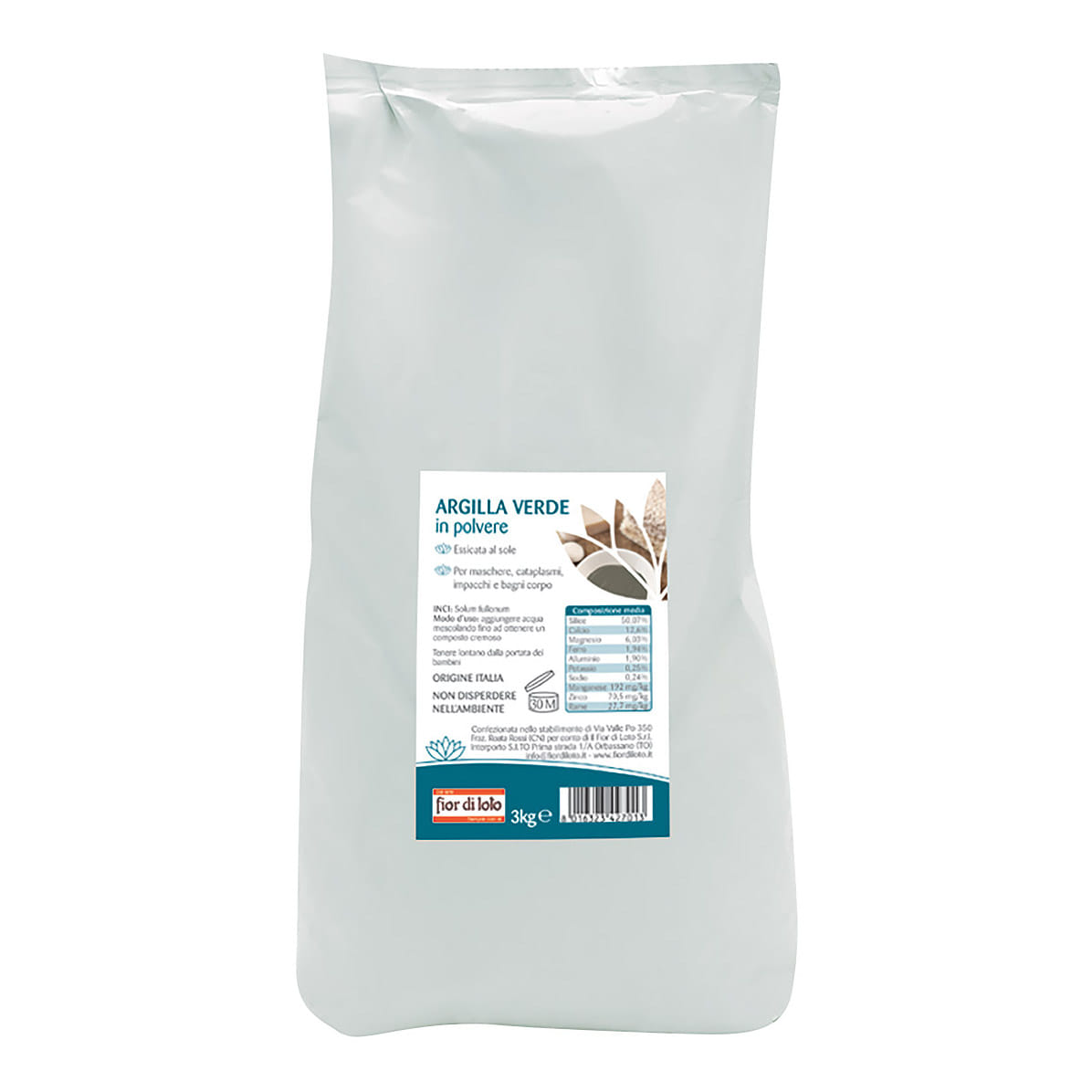 Argilla Verde in Polvere per Maschere e Impacchi, 3kg