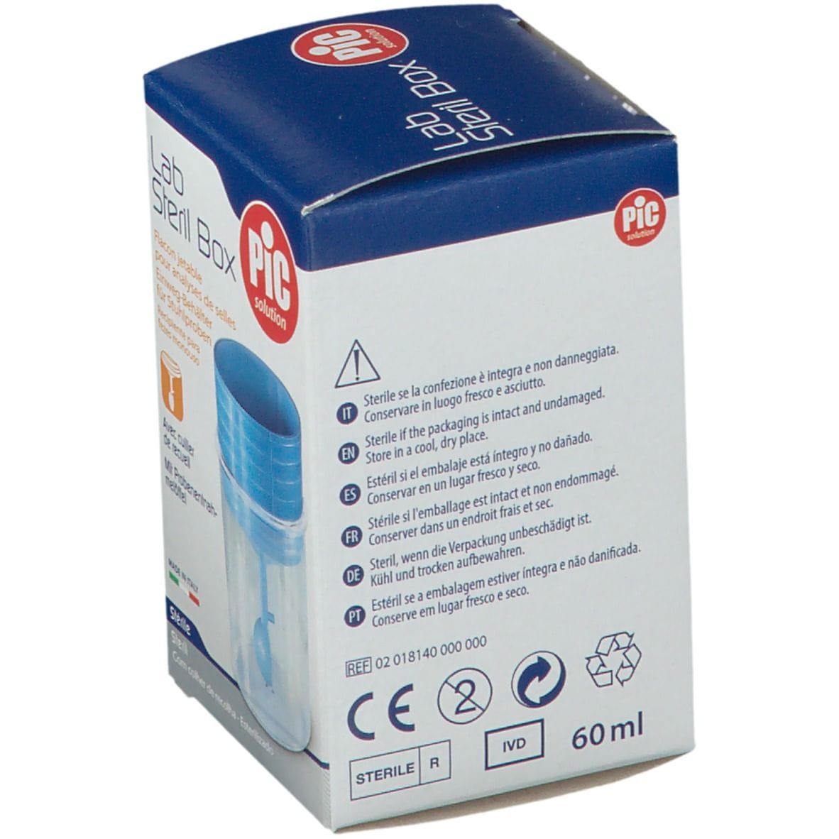 Contenitore sterile PIC per analisi feci con cucchiaino