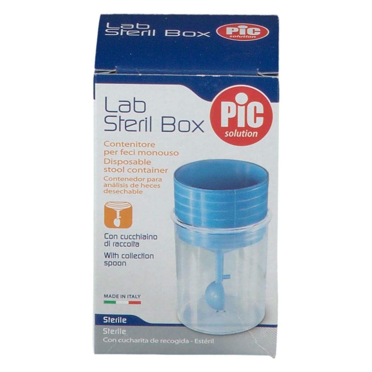 Contenitore sterile PIC per analisi feci con cucchiaino