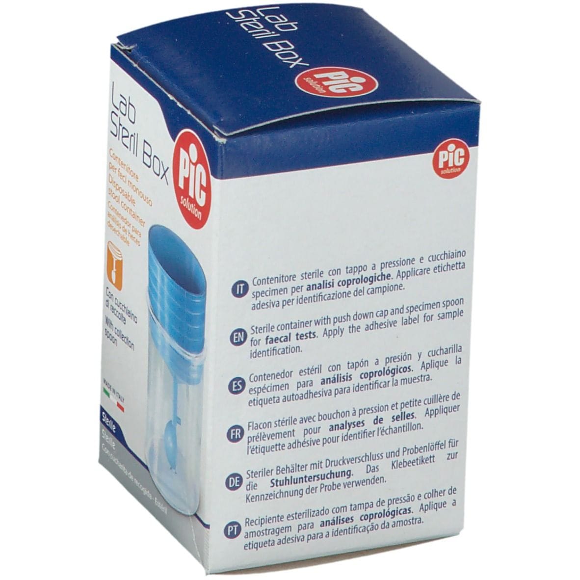 Contenitore sterile PIC per analisi feci con cucchiaino