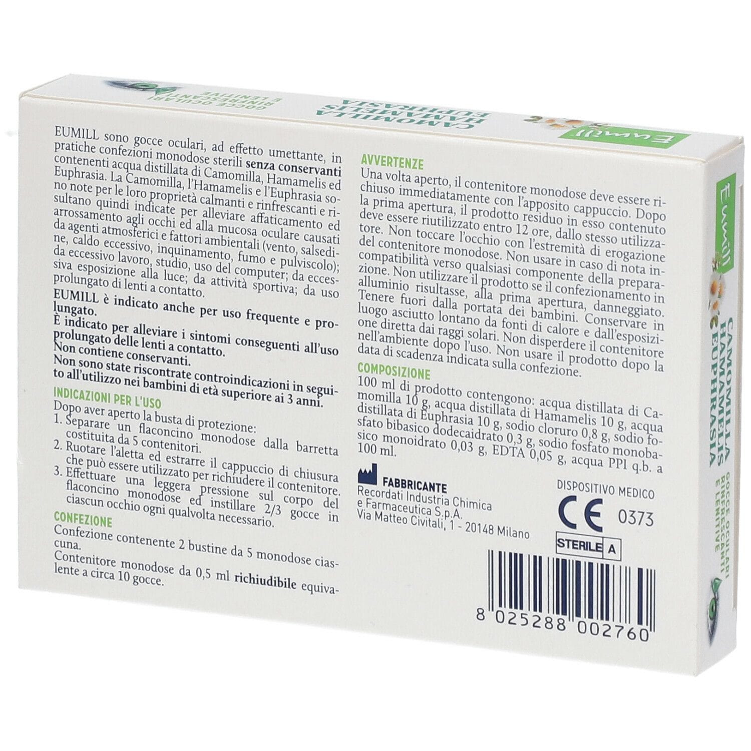 EUMILL GOCCE OCULARI 10 FLACONCINI MONODOSE 0,5 ML
