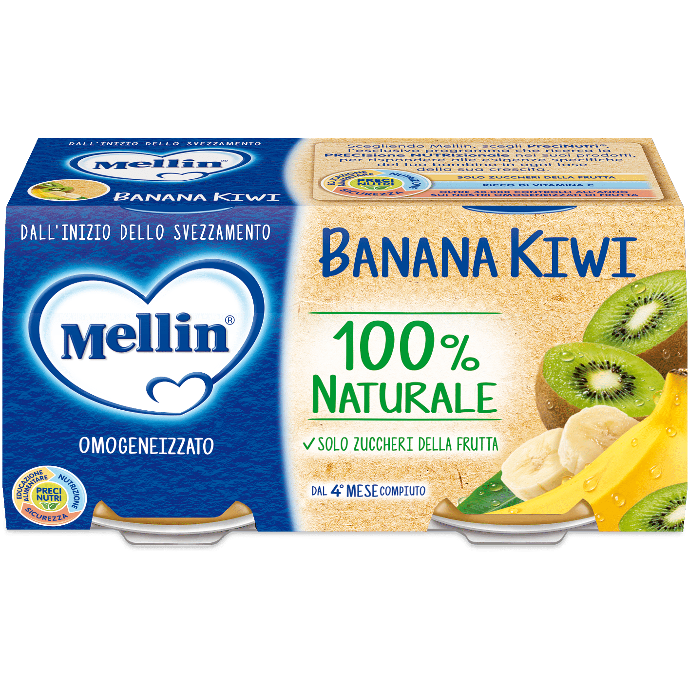 Mellin Omogeneizzato Banana Kiwi 100 G 2 Pezzi