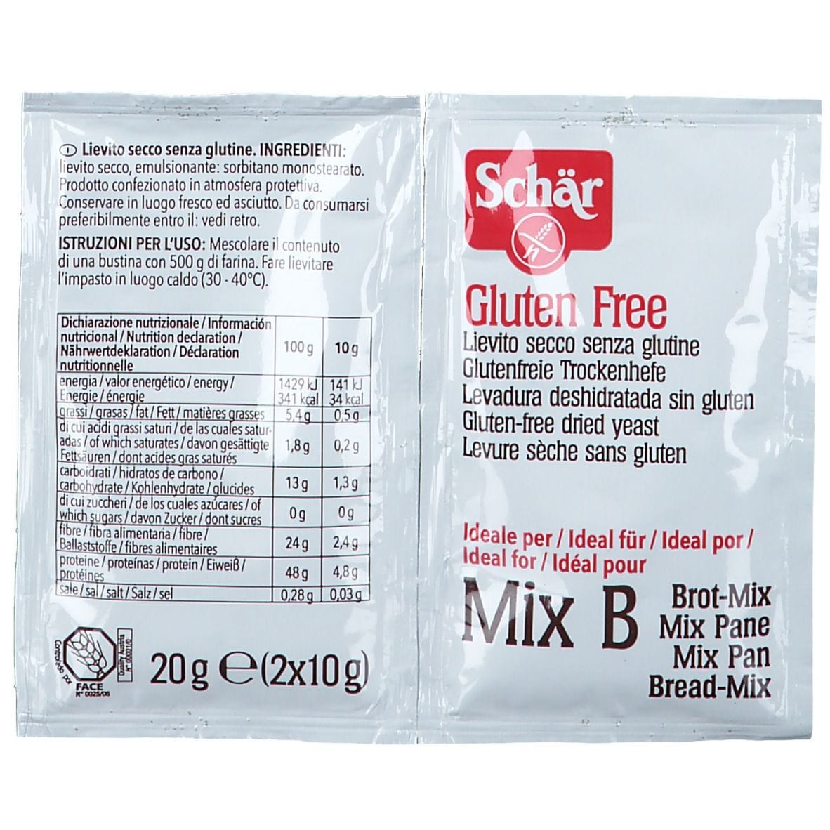 Lievito secco Schär senza glutine, 2 bustine da 10g