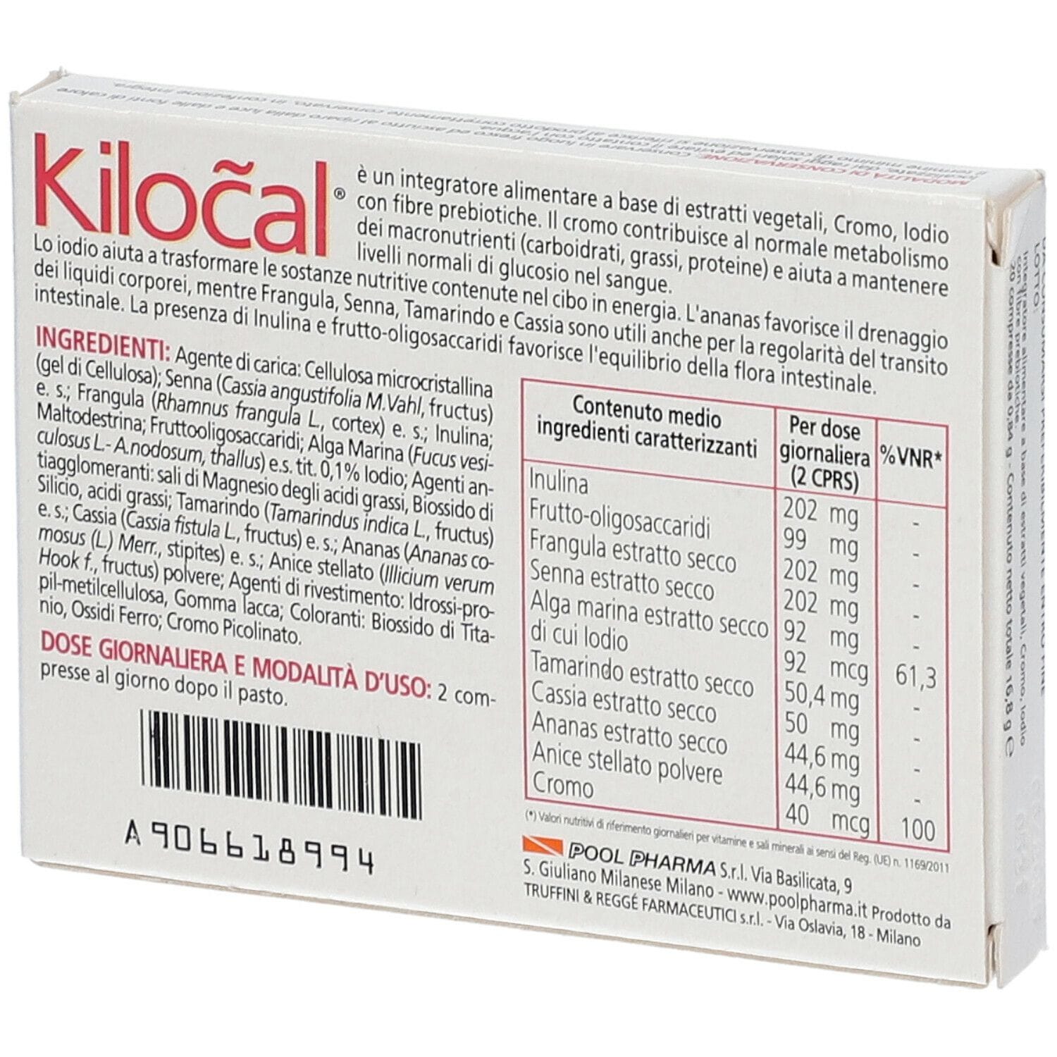 Integratore Kilocal per il metabolismo, 20 compresse