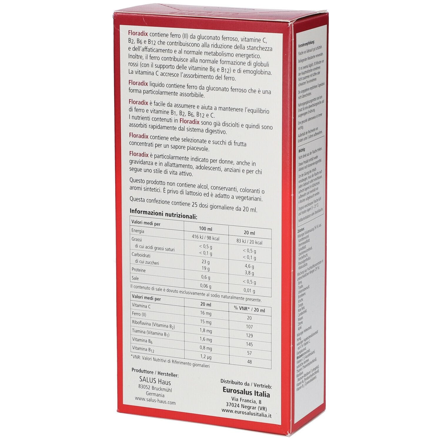Integratore Floradix Ferro e Vitamine, 500ml