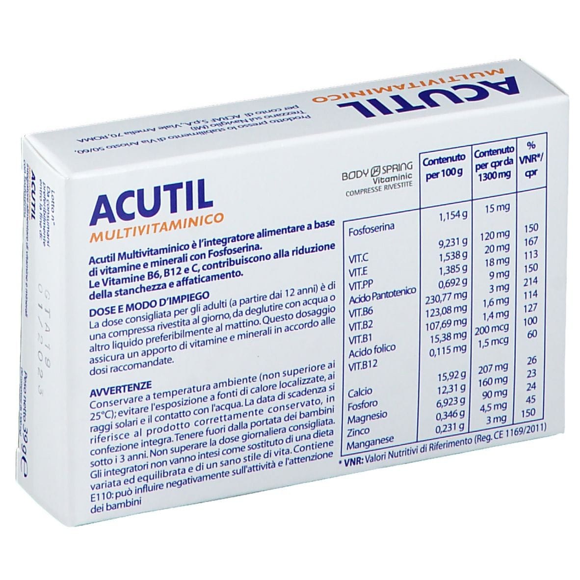 ACUTIL MULTIVITAMINICO 30 COMPRESSE