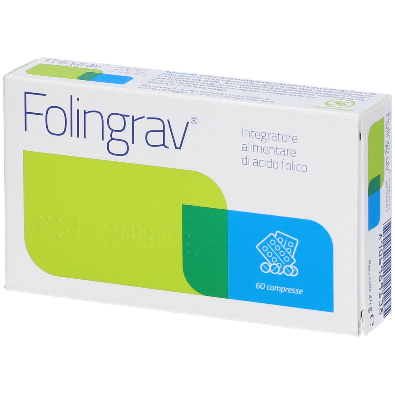 Integratore Folingrav acido folico gravidanza, 60 compresse
