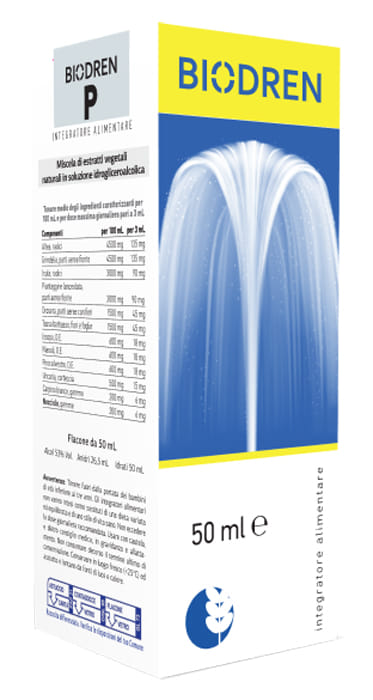 Integratore Biodren P con estratti vegetali, soluzione 50ml