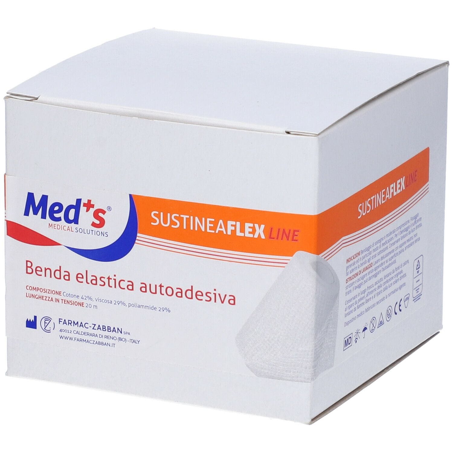 Benda Elastica Autoadesiva Sustinea Mt20 X8 Cm. Autofissante E Anallergica E' L'ideale Per Bendaggi Sportivi, Comoda E Pratica Per Gli Usi Di Primo So