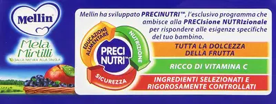 MELLIN OMOGENEIZZATO MELA MIRTILLO 100 G 2 PEZZI MELLIN OMOGENEIZZATO MELA MIRTILLO 100 G 2 PEZZI