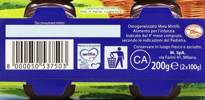 MELLIN OMOGENEIZZATO MELA MIRTILLO 100 G 2 PEZZI MELLIN OMOGENEIZZATO MELA MIRTILLO 100 G 2 PEZZI