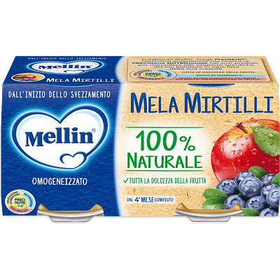 MELLIN OMOGENEIZZATO MELA MIRTILLO 100 G 2 PEZZI