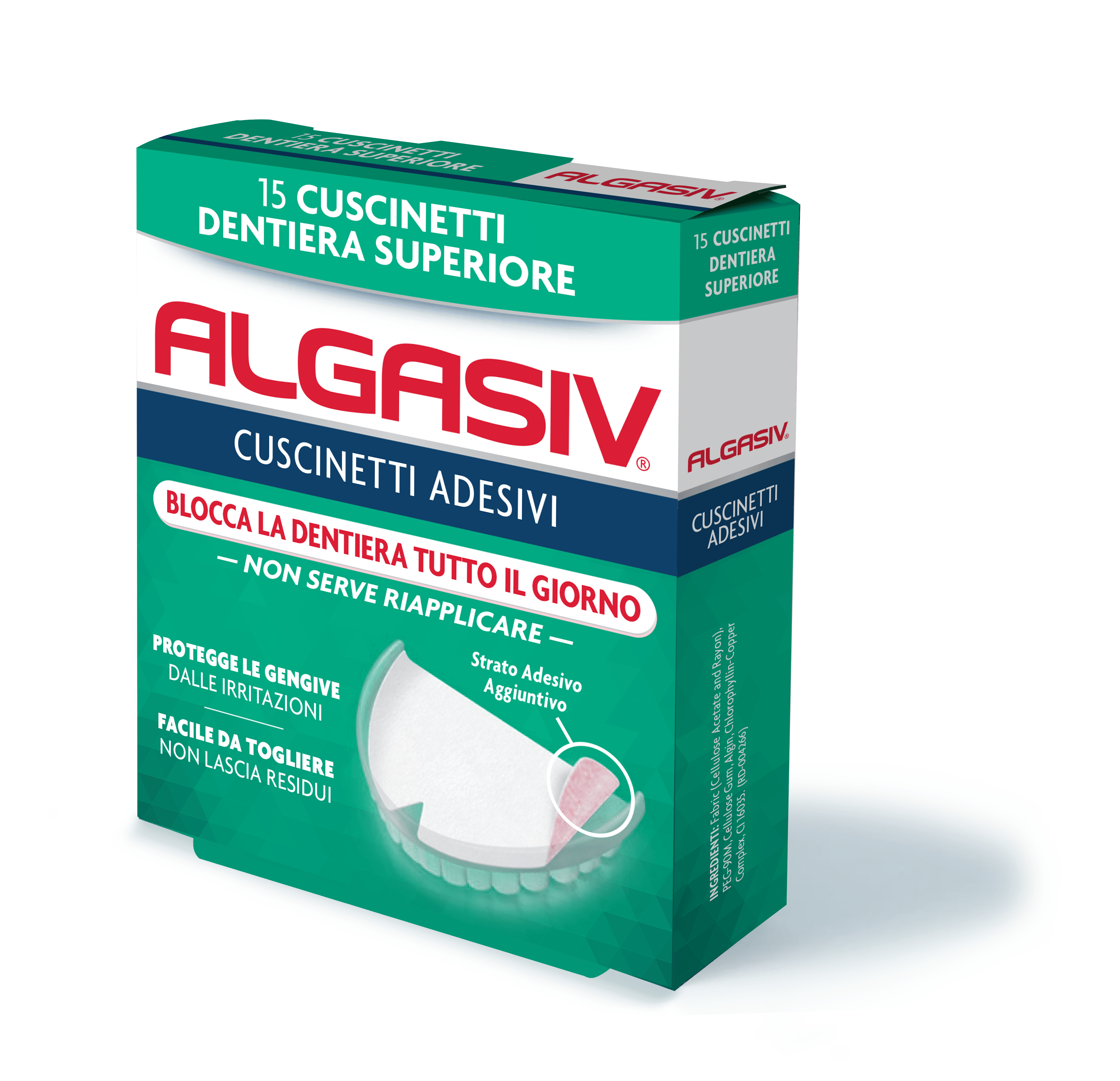 Algasiv cuscinetti adesivi per protesi dentaria superiore, 15 pz