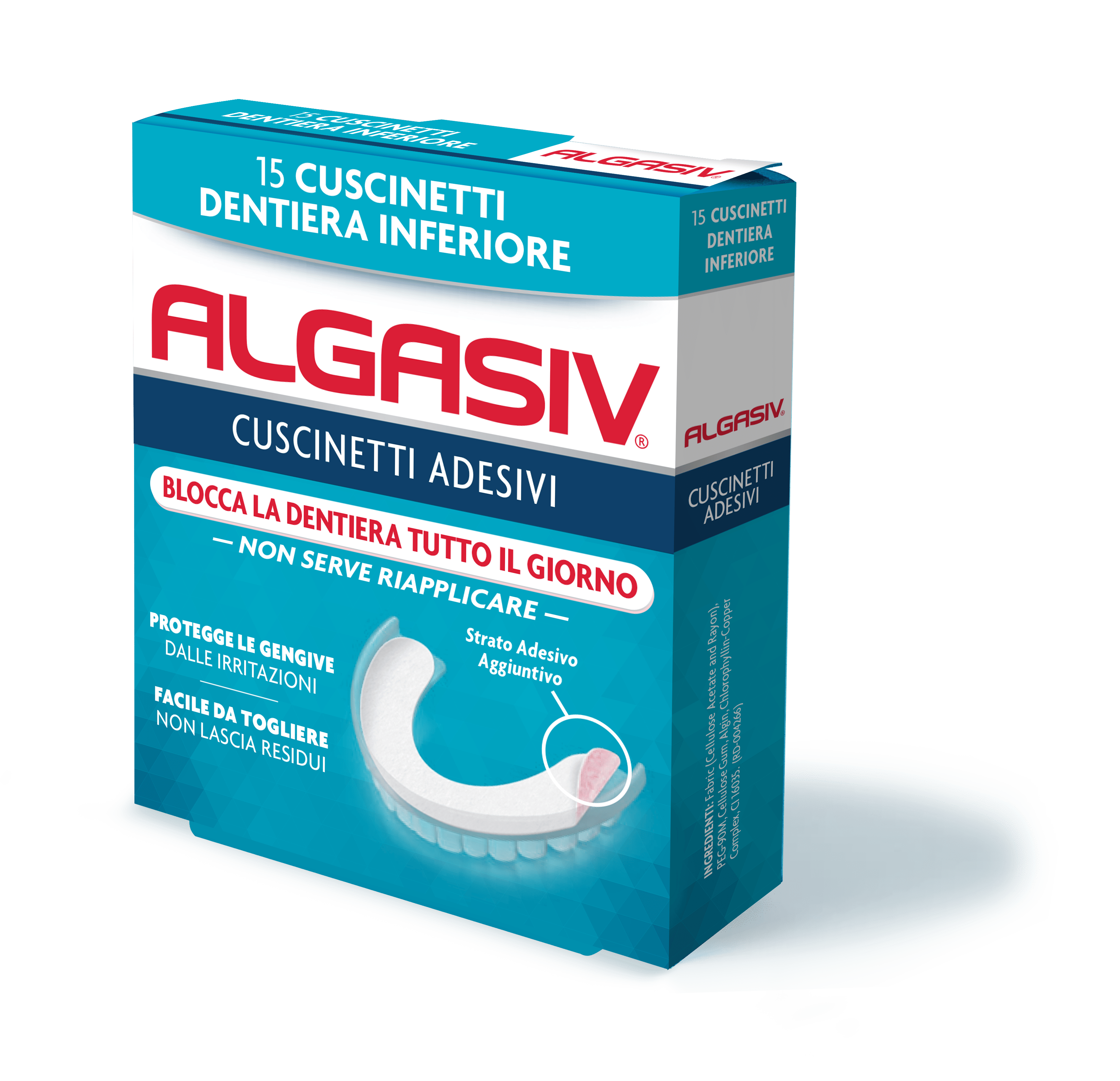 Algasiv cuscinetti adesivi per protesi dentaria inferiore, 15pz