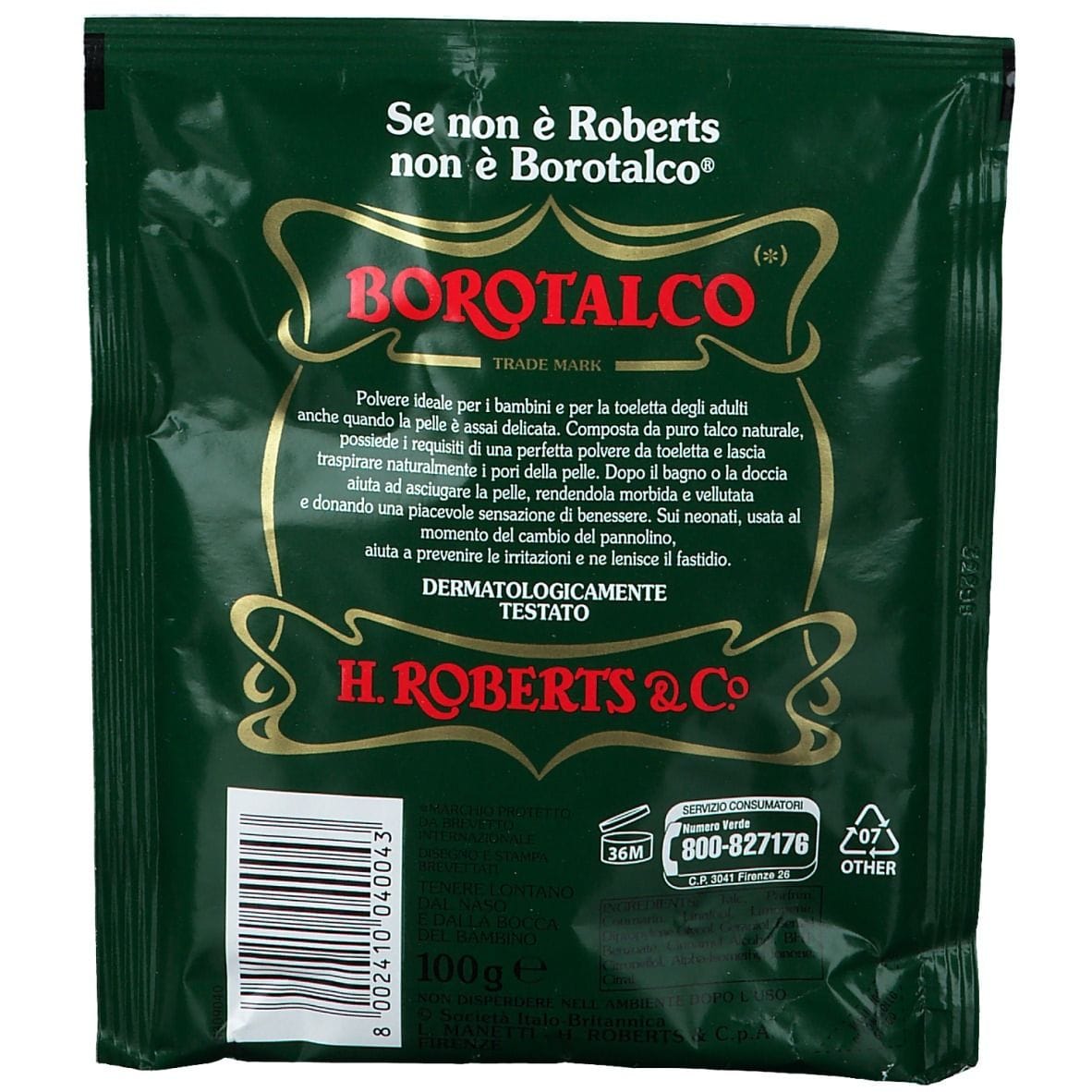 Borotalco Roberts in polvere fine, busta 100g