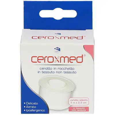 CEROTTO ADESIVO IN ROCCHETTO CEROXMED IN TESSUTO NON TESSUTO AERATO IPOALLERGENICO BIANCO 500X2,5 CM 1 PEZZO CEROTTO ADESIVO IN ROCCHETTO CEROXMED IN TESSUTO NON TESSUTO AERATO IPOALLERGENICO BIANCO 500X2,5 CM 1 PEZZO