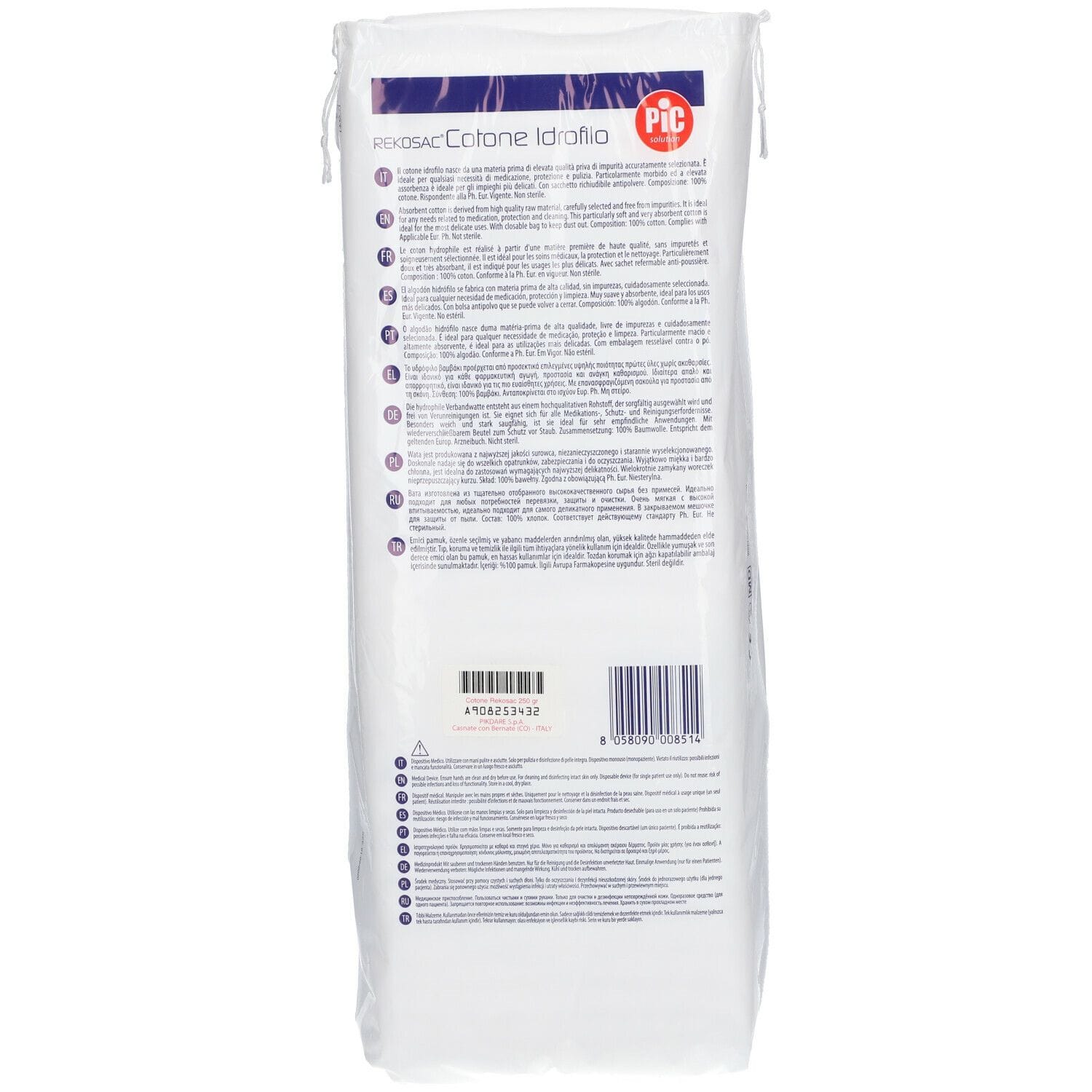 Cotone Idrofilo Pic Rekosac Zig Zag con Fustella, 250g