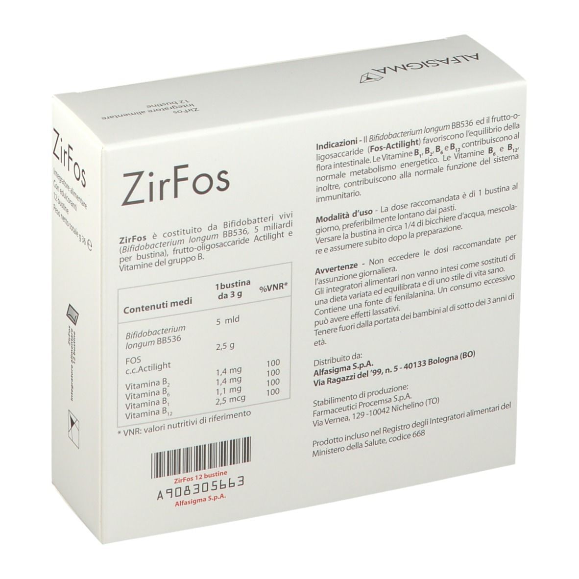 ALFASIGMA ZIR FOS 12 BUSTINE